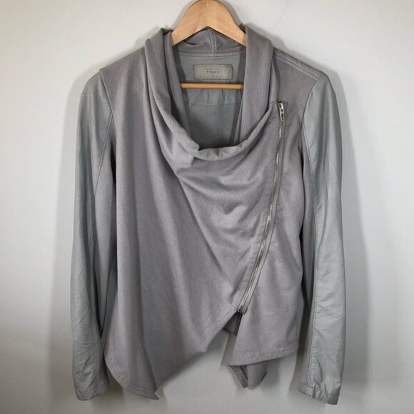 BLANKNYC Light Grey Private Practice Mixed Media Drape Jacket Size XS - Picture 3 of 11